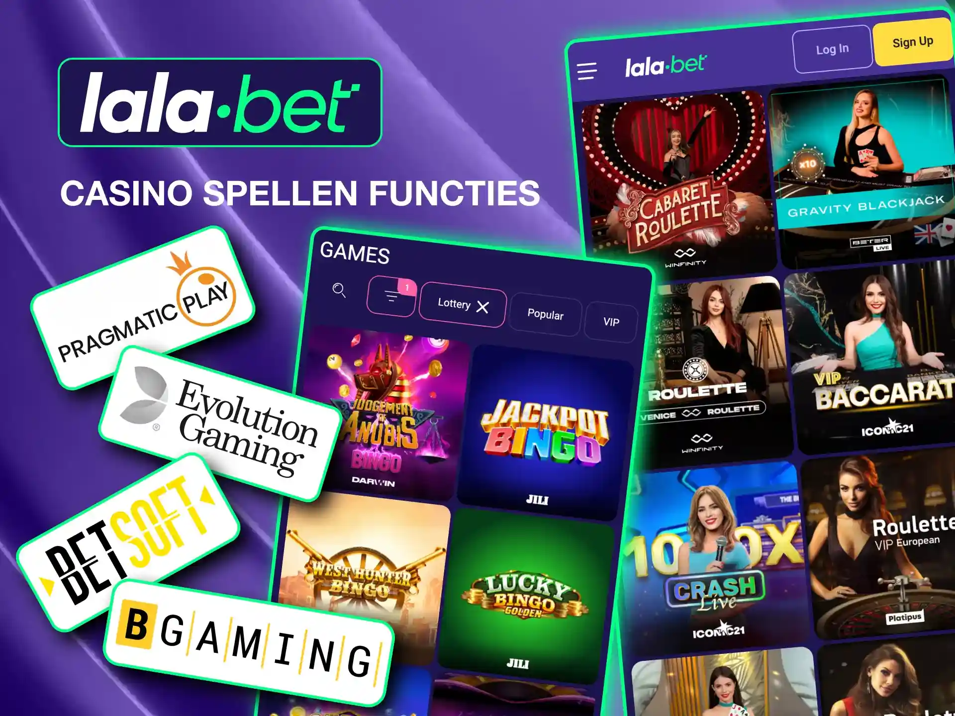 Lalabet offers slots, crash games, table games, and live casino options from top providers.