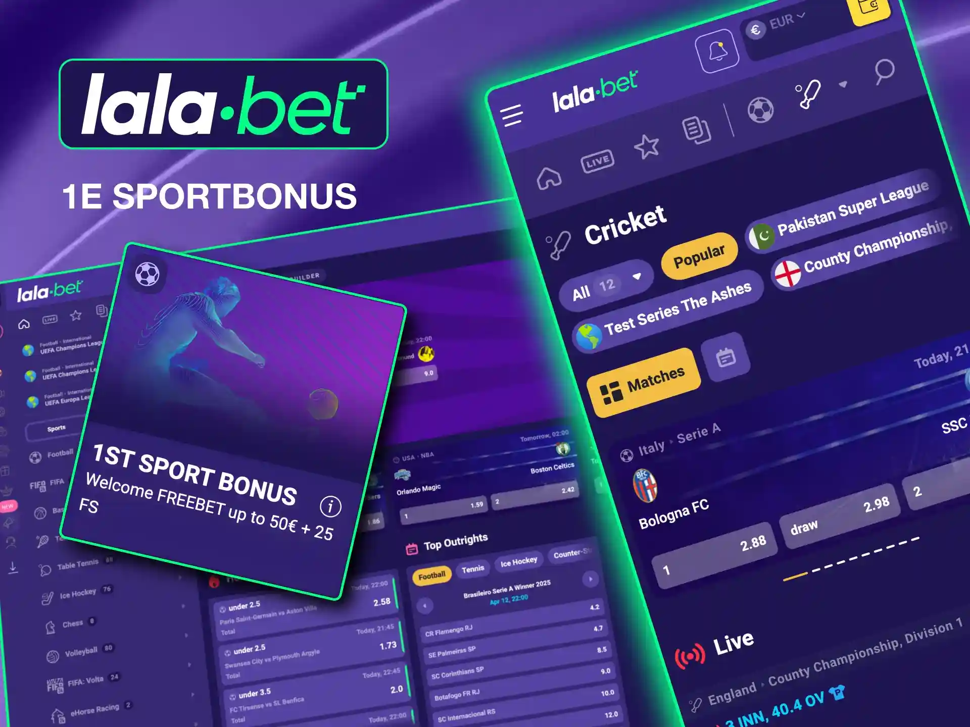 Unlock Lalabet’s sports welcome offer, featuring free bet valid for 7 days.
