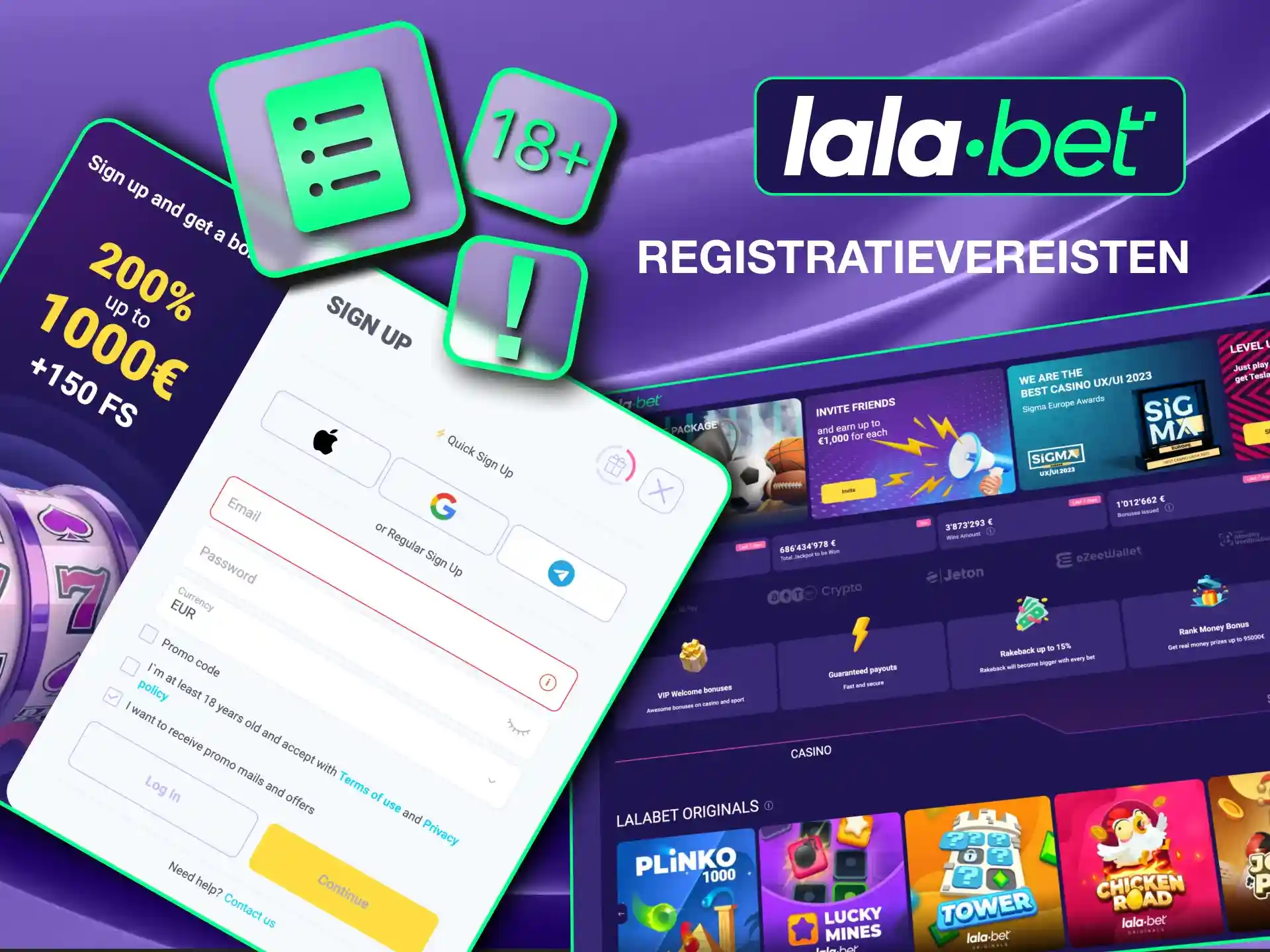 Create a Lalabet account by meeting requirements like legal age, country eligibility.